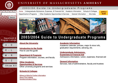 Early Work - UMass Amherst: Undergraduate Catalog