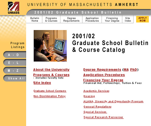 Early Work - UMass Amherst: Graduate Catalog