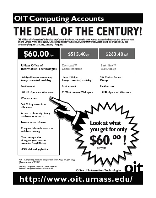 Print Design - UMass Amherst: OIT Deal Poster
