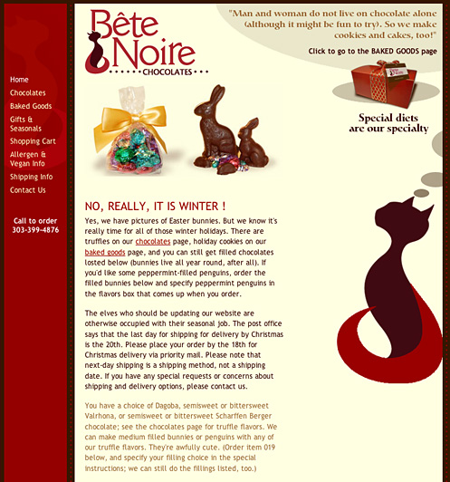 Web Design - B&ecirc;te Noire Chocolates