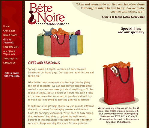 Web Design - B&ecirc;te Noire Chocolates