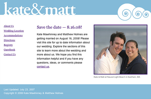 Web Design -Kate & Matt Wedding