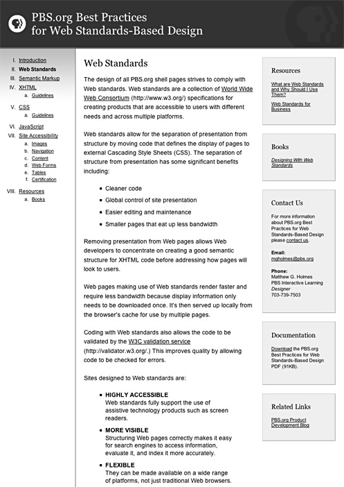 Web Design - PBS: Best Practices for Web Standards-Based Design