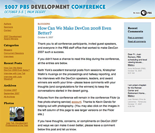 Web Design - PBS: DevCon Blog