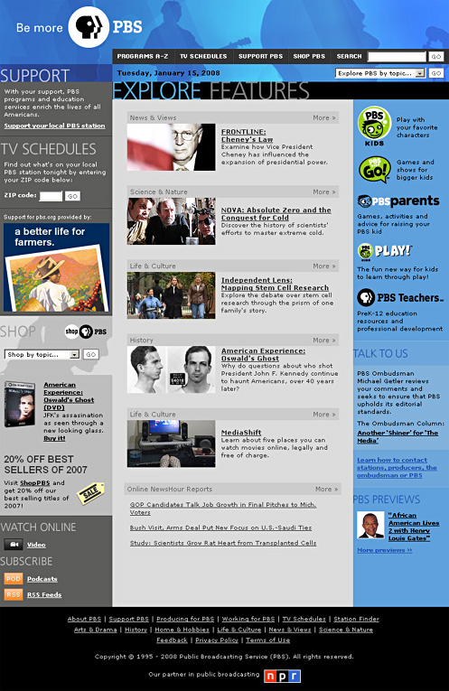 Web Design - PBS: PBS.org