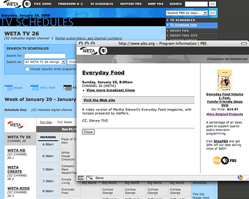 Web Design - PBS: TV Schedules