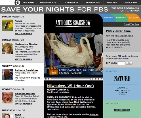 Web Design - PBS: Save Your Nights